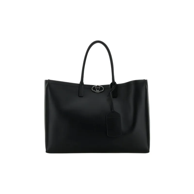Valentino Calfskin Tote Bag, Shopping Bag, Shoulder Bag Regular Men's Black-0