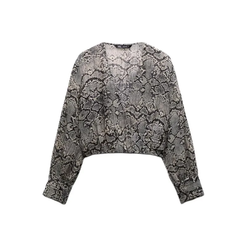 ZARA Crop Tops Women's Gray-0