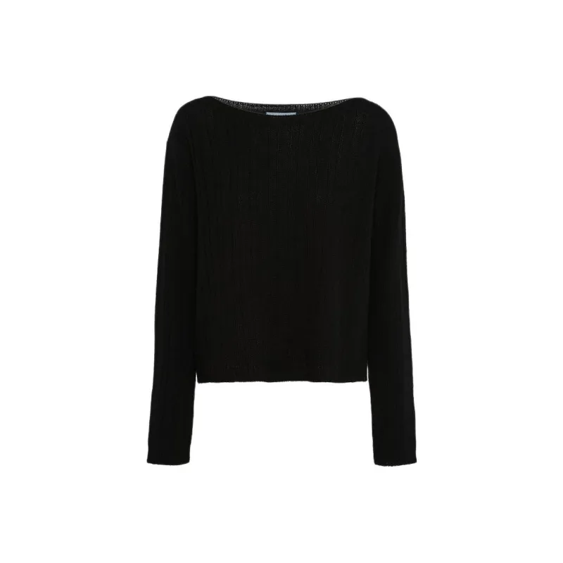 PRADA Wool And Cashmere Boat-neck Sweater Sweater Women's Black-0