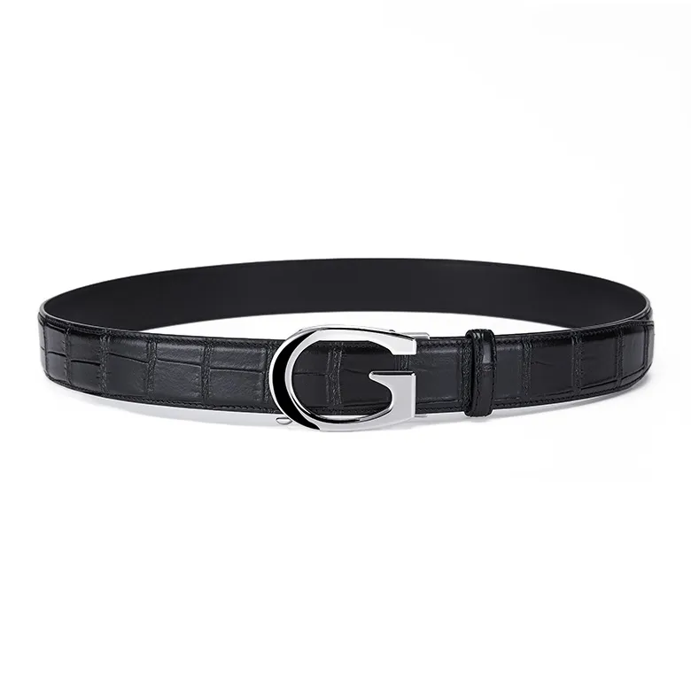 Jeccieziio Top Grain Cow Leather Belts Men's Gold, Silver Width 3.5CM-9