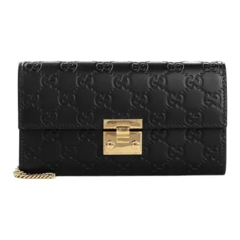 GUCCI Cow Leather Shoulder Bag Women's Black
