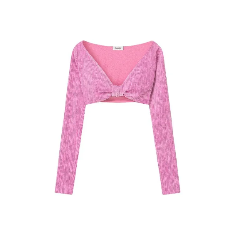 NANUSHKA Twist detail Cotton Crop Top-0