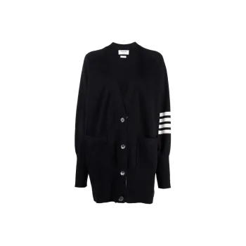THOM BROWNE 4 Bar Long Sleeved Knit Cardigan