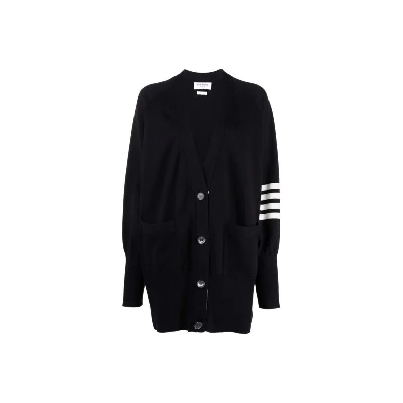 THOM BROWNE 4 Bar Long Sleeved Knit Cardigan-0