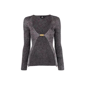 GCDS Open-Front Logo-Buckle Glittered Cardigan