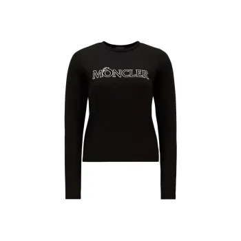 Moncler Logo Long Sleeve T Shirt T Shirt Women's Black