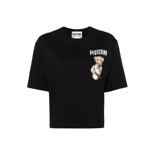 MOSCHINO SS24 Drop Shoulder Sleeve T Shirt Women's Black