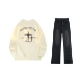 Light Apricot (Long-Sleeved)+Black Gray Jeans
