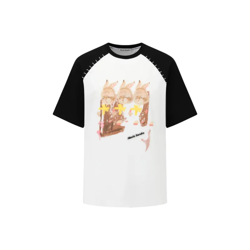 Alexia Sandra Raglan Sleeve T Shirt Women's White Black-0