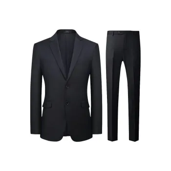 PIERRE CARDIN All Season Suit Set Business Wedding Suit Set Men's Top+Pants Black
