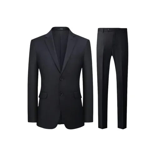 PIERRE CARDIN All Season Suit Set Business Wedding Suit Set Men's Top+Pants Black