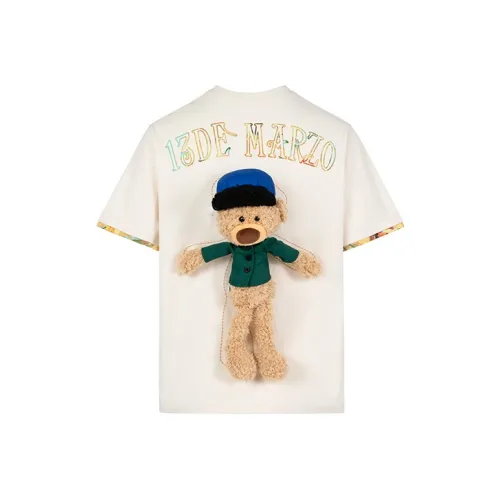 13 DEMARZO x BOWUGUANYISHUJIA LIANMINGKUAN Drop Shoulder Sleeve T-Shirt Unisex Ecru