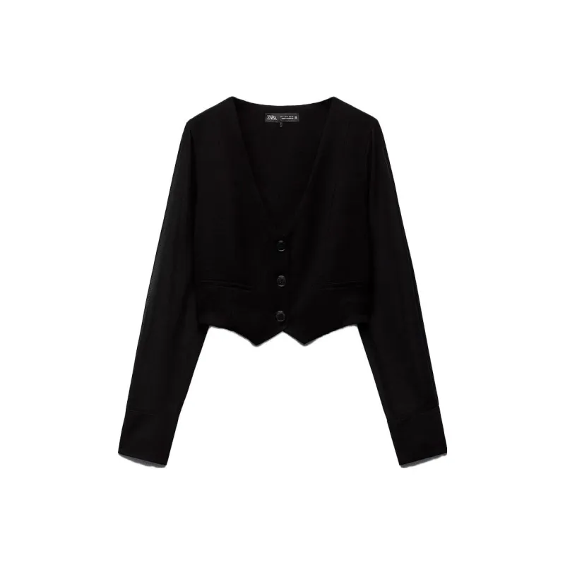 ZARA Crop Tops Women's Black-0