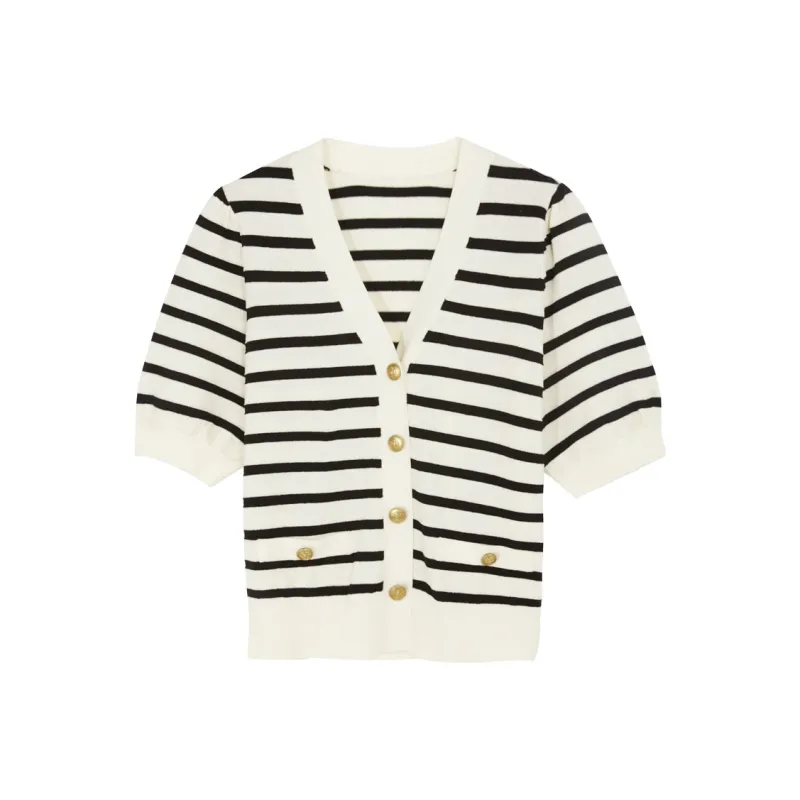 3COLOUR Sweater Women's Black White Stripes-0