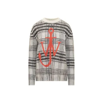 JW Anderson Logo Intarsia Knit Checked Jumper