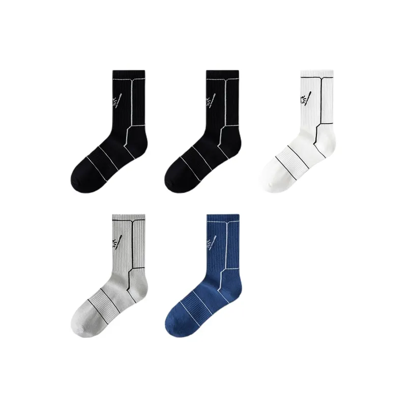 H YXIANG Mid Calf Socks Unisex 5 Pack-6