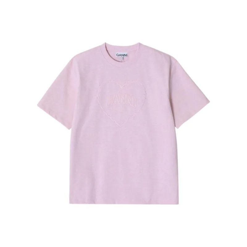 GANNI Drop Shoulder Heart T Shirt-0