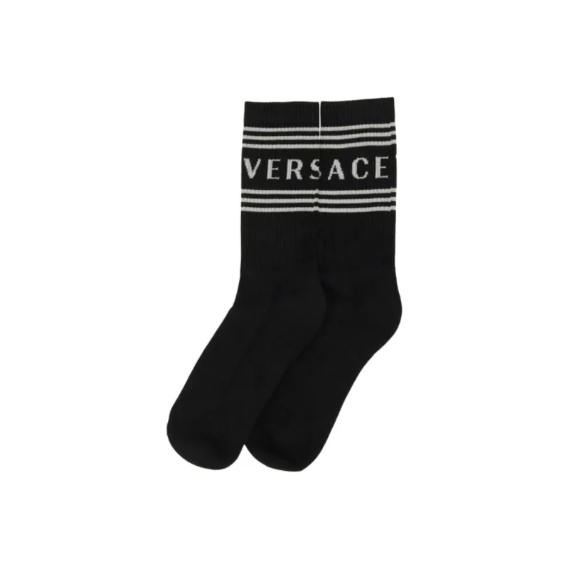 VERSACE Logo Detailed Ribbed Socks-0