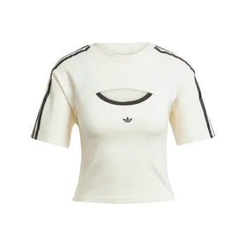 Adidas Originals Cali Tee Drop Shoulder Sleeve T Shirt Women's Ivory/Black