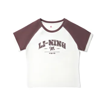 LiNing Raglan Sleeve T Shirt Women's Ecru Ash Gray Brown