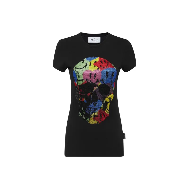 PHILIPP PLEIN Skull print Rhinestones embellishment T shirt-0