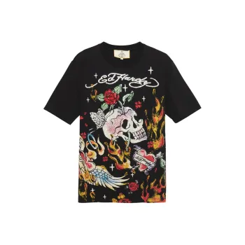 Ed Hardy Fitted T Shirt Women's Black