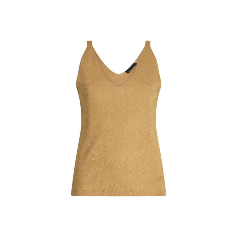 LIU·JO V neck Metallic Tank Top-0