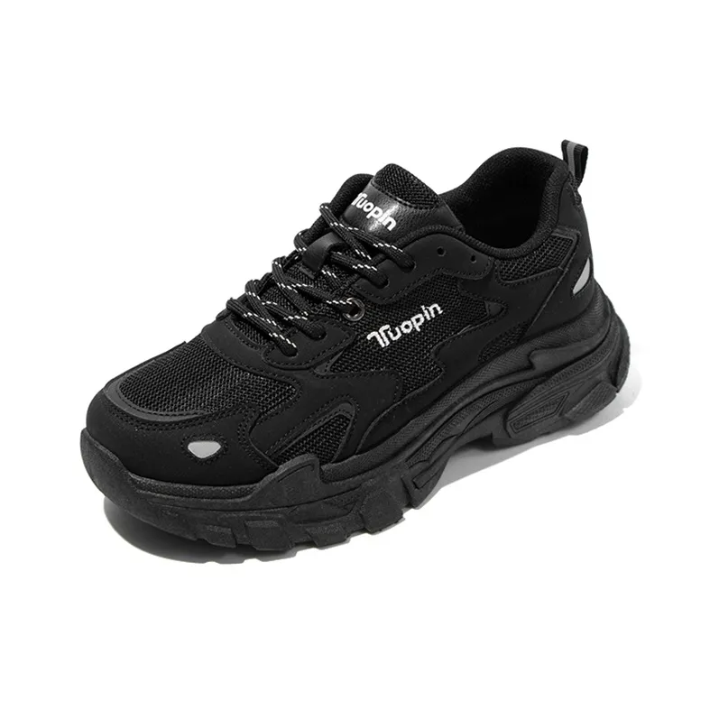 TUOPIN Abrasion Resistant Breathable Low Top Couple, Chunky Sneakers Unisex Black-19
