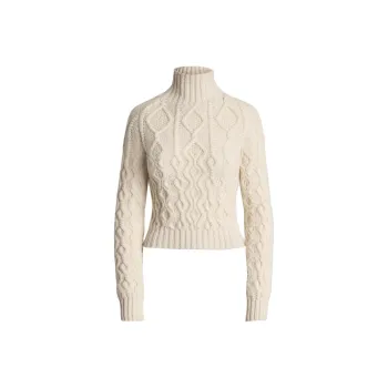 Ralph Lauren Collection Aran-Knit Cashmere Funnelneck Sweater Sweater Women's Ecru