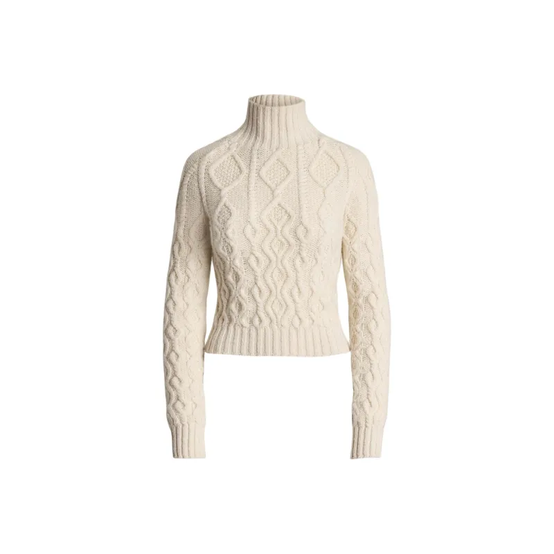 Ralph Lauren Collection Aran-Knit Cashmere Funnelneck Sweater Sweater Women's Ecru-0