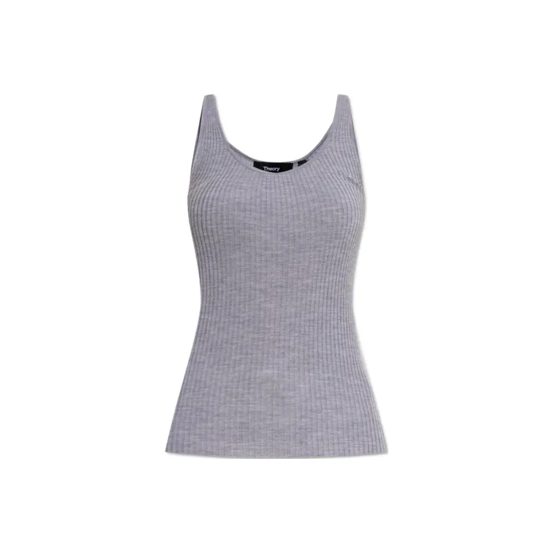 THEORY Ribbed Knit Sleeveless Tank Top-0