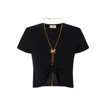 Elisabetta Franchi Bow Necklace Jersey T shirt