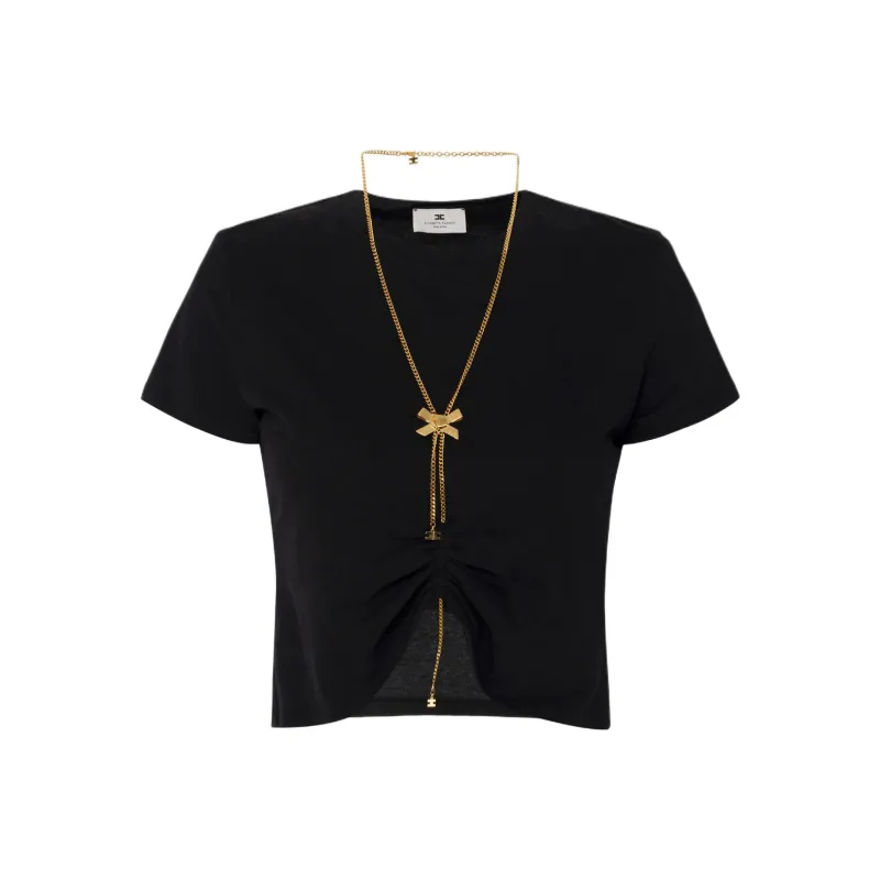 Elisabetta Franchi Bow Necklace Jersey T shirt-0