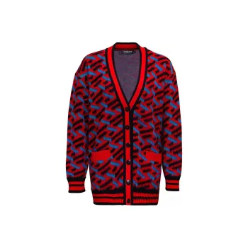 VERSACE Monogram Jacquard Knit Sweater 'Orange Peel/Regal Blue'