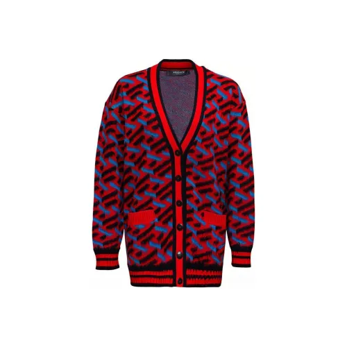 VERSACE Monogram Jacquard Knit Sweater 'Orange Peel/Regal Blue'