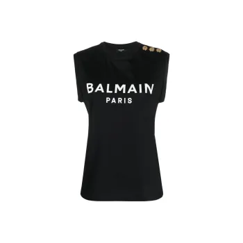 BALMAIN Logo Printed Sleeveless Tank Top