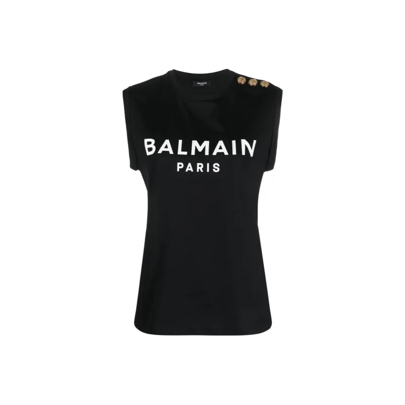 BALMAIN Logo Printed Sleeveless Tank Top-0