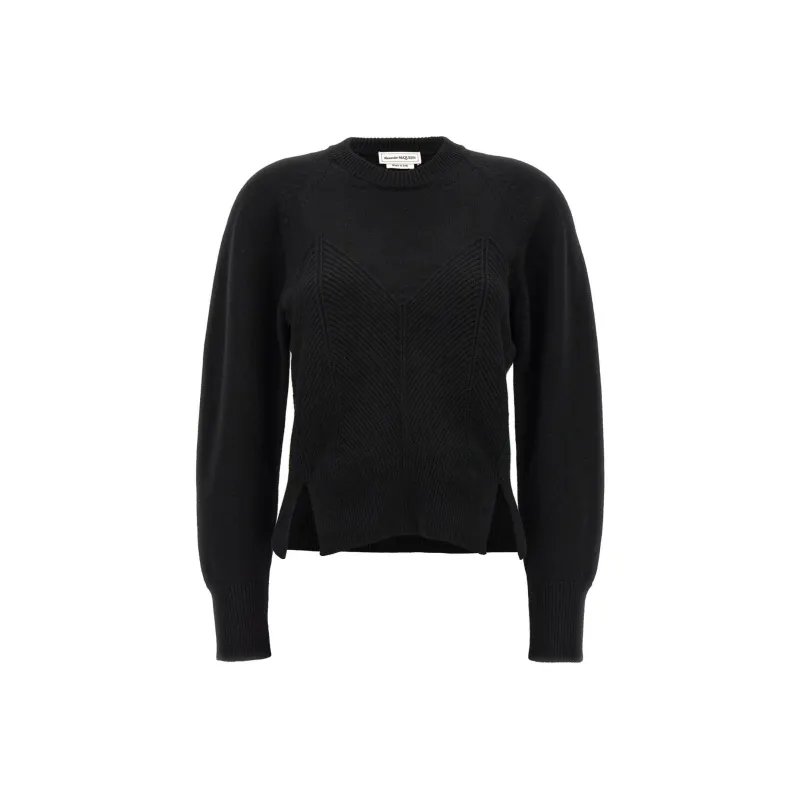 Alexander McQueen Chevron Corset Crewneck Jumper-0
