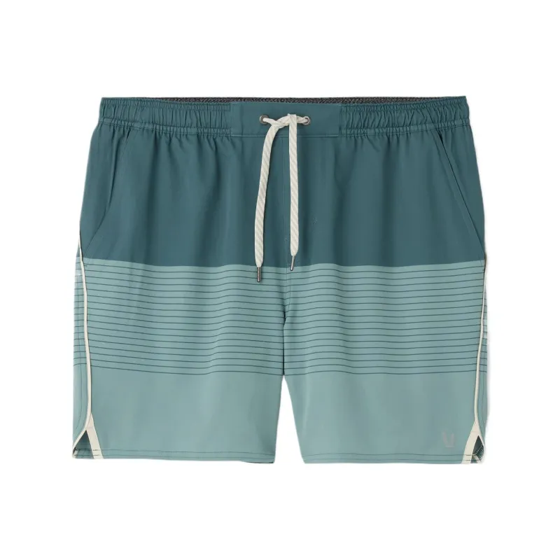 Vuori Trail Sports Shorts Men's Light Deep Sea Stripes/Salt Color-0