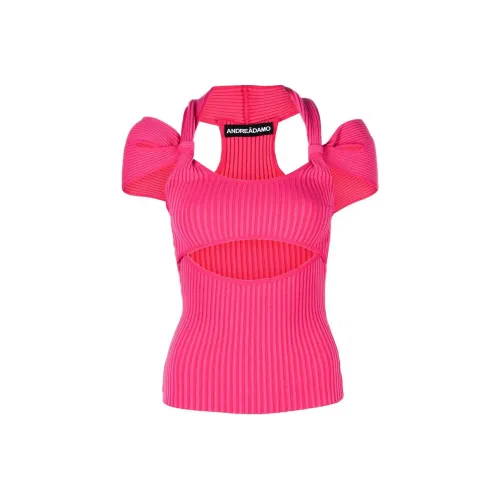 ANDREĀDAMO Ribbed-knit Halterneck Top