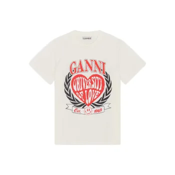 GANNI University Of Love Series T-Shirts Women's White