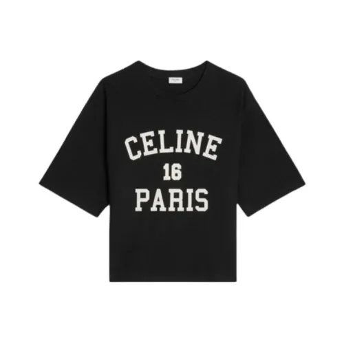 CELINE Drop Shoulder Sleeve T Shirt Women's Black