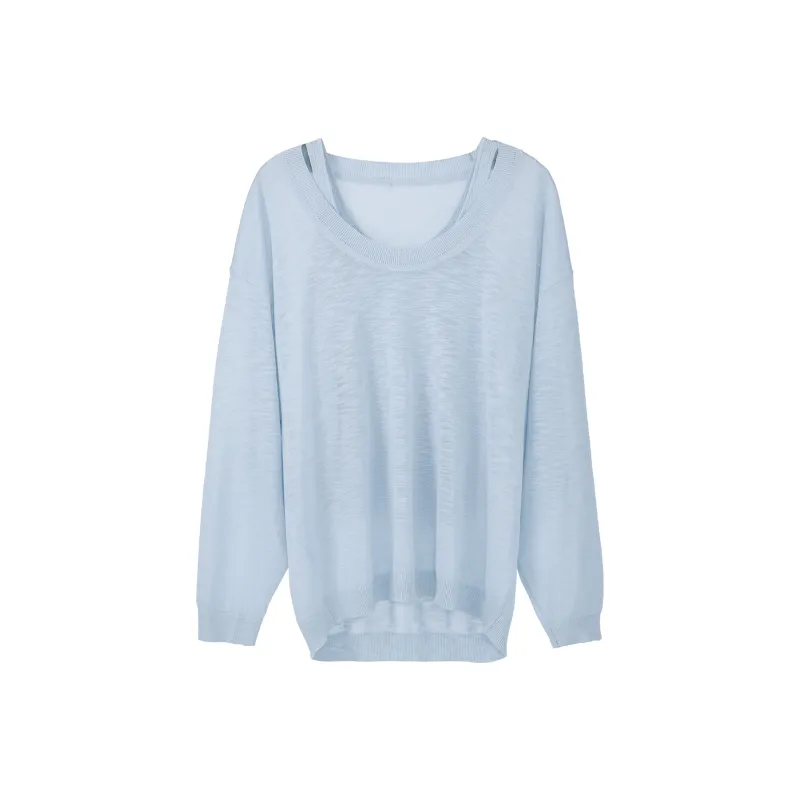 Fstudio Spring Korean Style Thin Knitted Fabric Layered Design Two Piece Set Top Women's-0