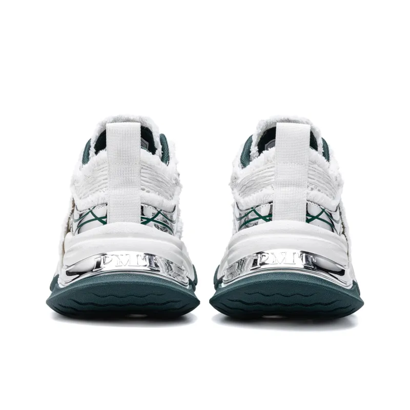PMT Slip Resistant, Breathable, Lightweight, Height Increasing Low Top Chunky Sneakers Unisex White Black-23