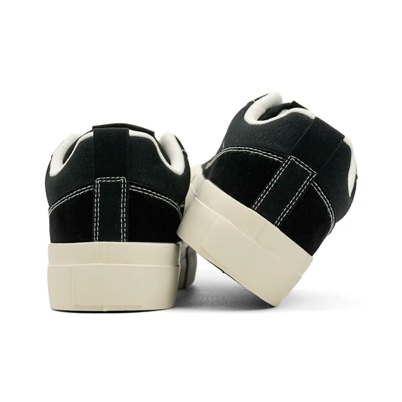 Mengsai Cushioning Coverage And Abrasion Resistant Low Top Skateboard Shoes Men's Black With White Stitching-2