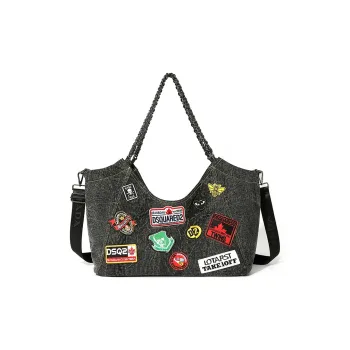 MASTER CANVAS Tote Canvas Bag, Shoulder Bag Unisex Denim Black/Denim Green