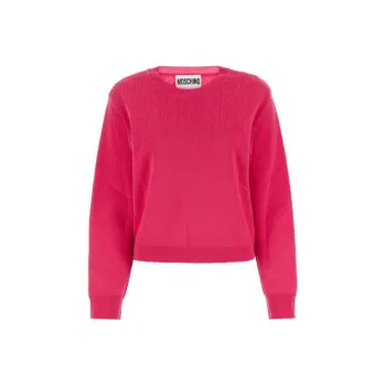 MOSCHINO Allover Logo Jacquard Crewneck Jumper