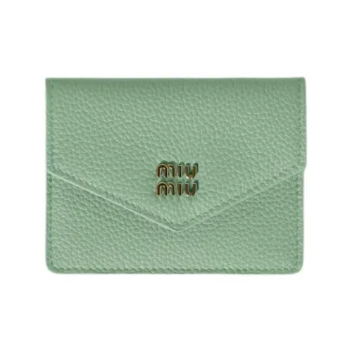 MIU MIU Cow Leather Card Holder Women's Light Green