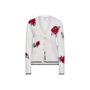 THOM BROWNE Rose Intarsia knit Cardigan
