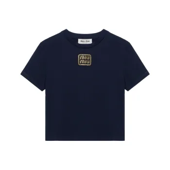 MIU MIU Logo appliqué Cropped T shirt